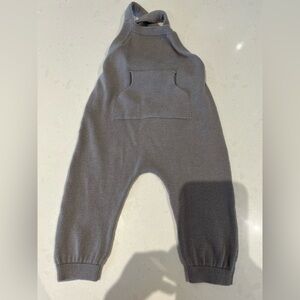 Gray Knit Baby Overalls 3-6m